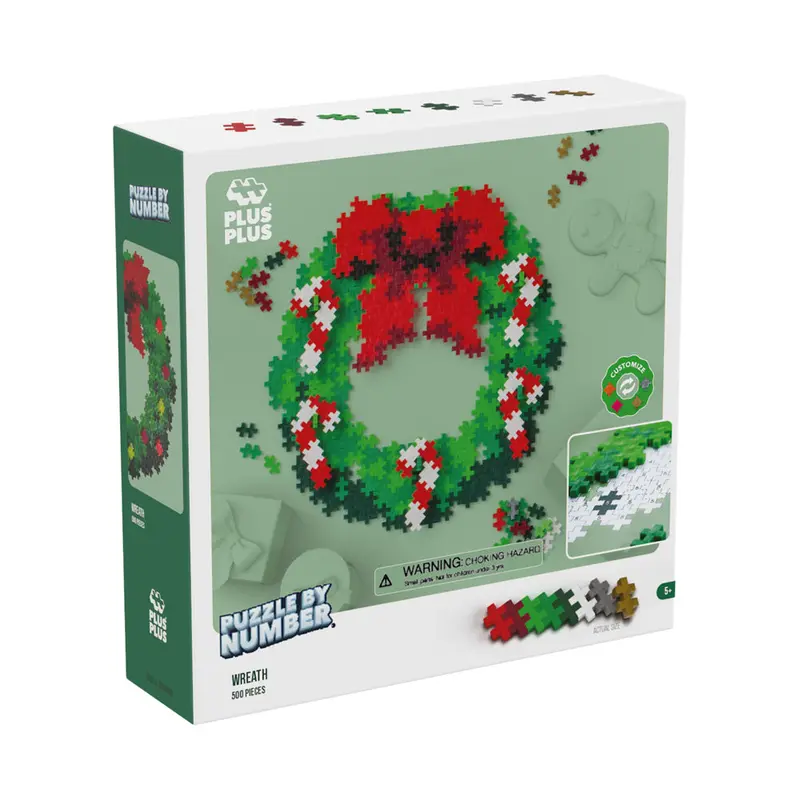 Plus-Plus Wreath Design Puzzle by Number – 500-Piece Creative Assembly Kit