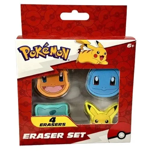 Pokémon Shaped Erasers – 4-Piece Assorted Character Eraser Collection