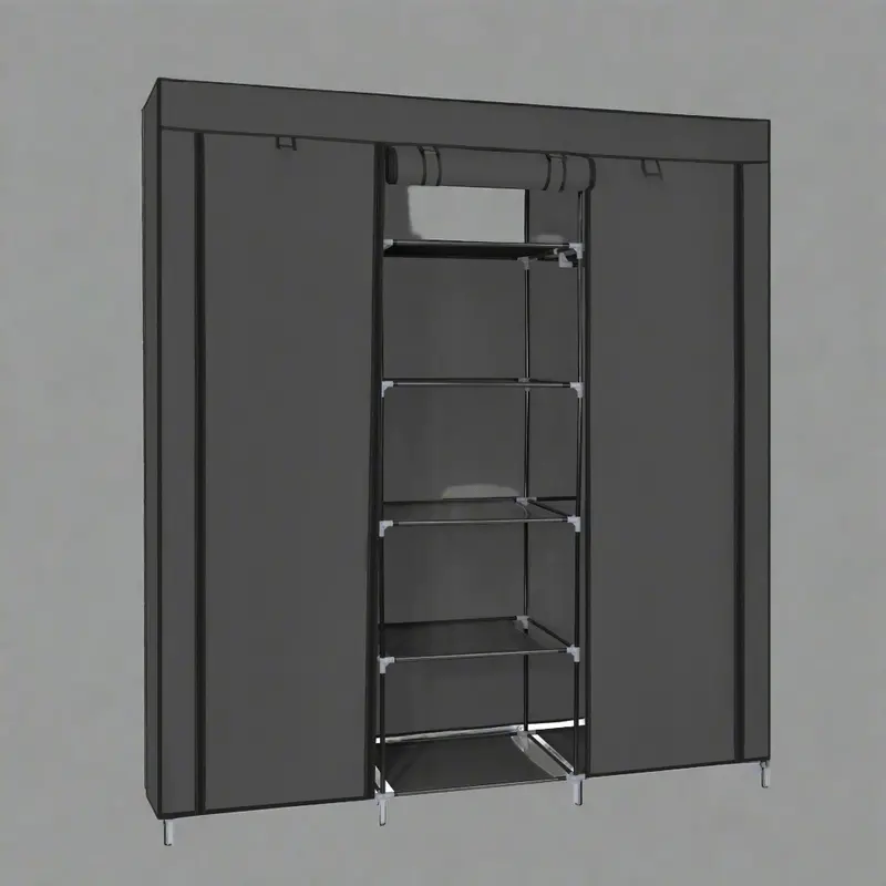 Portable Fabric Wardrobe with 9 Shelves – Collapsible Clothing Storage Closet