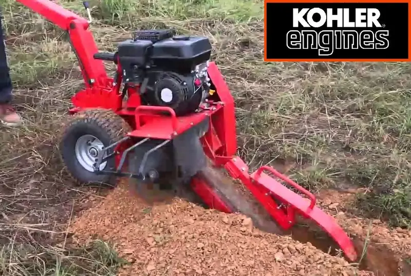 Portable Gas-Powered Trencher — Kohler 7HP Engine for Cable, Pipe, and Utility Installation