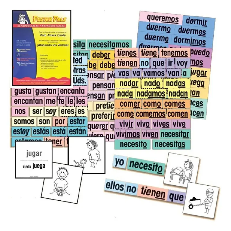 Poster Pals Spanish Verb & Vocabulary Flashcards – Language Learning Kit