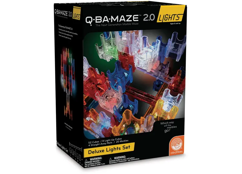 Q-BA-MAZE 2.0 Deluxe Lights – Illuminated Marble Maze Expansion Set