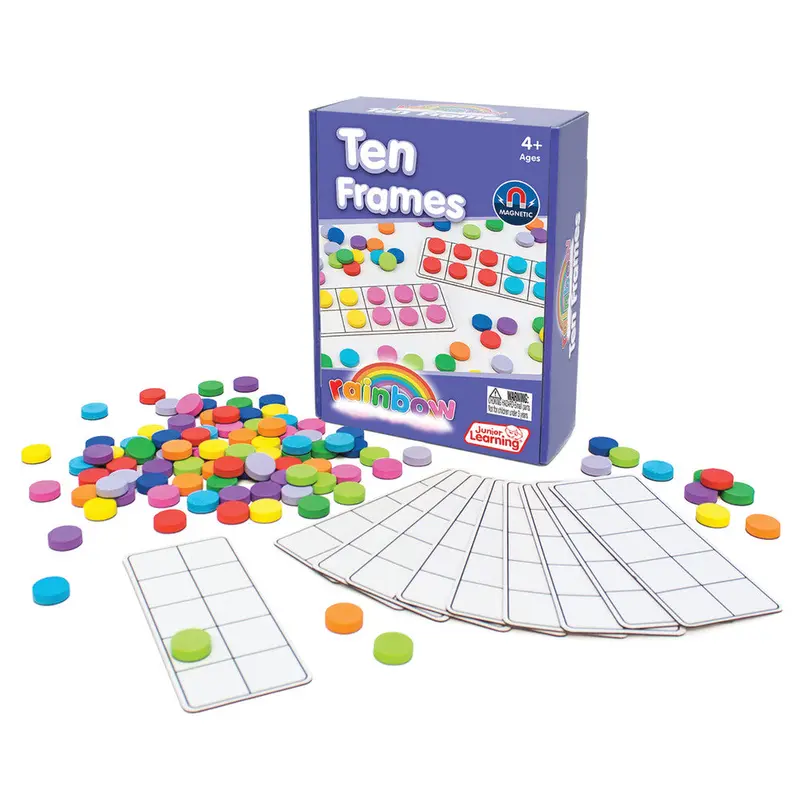Rainbow Ten Frames Math Set – Color-Coded Counting & Addition Practice Tools