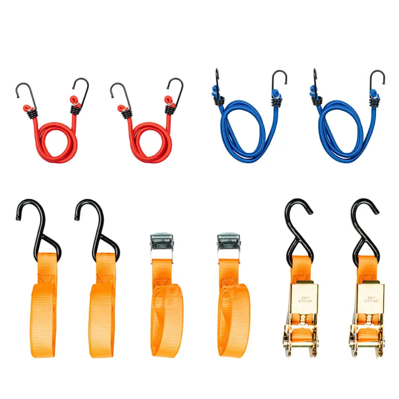 Ratchet Strap and Elastic Bungee Cord Combo Kit