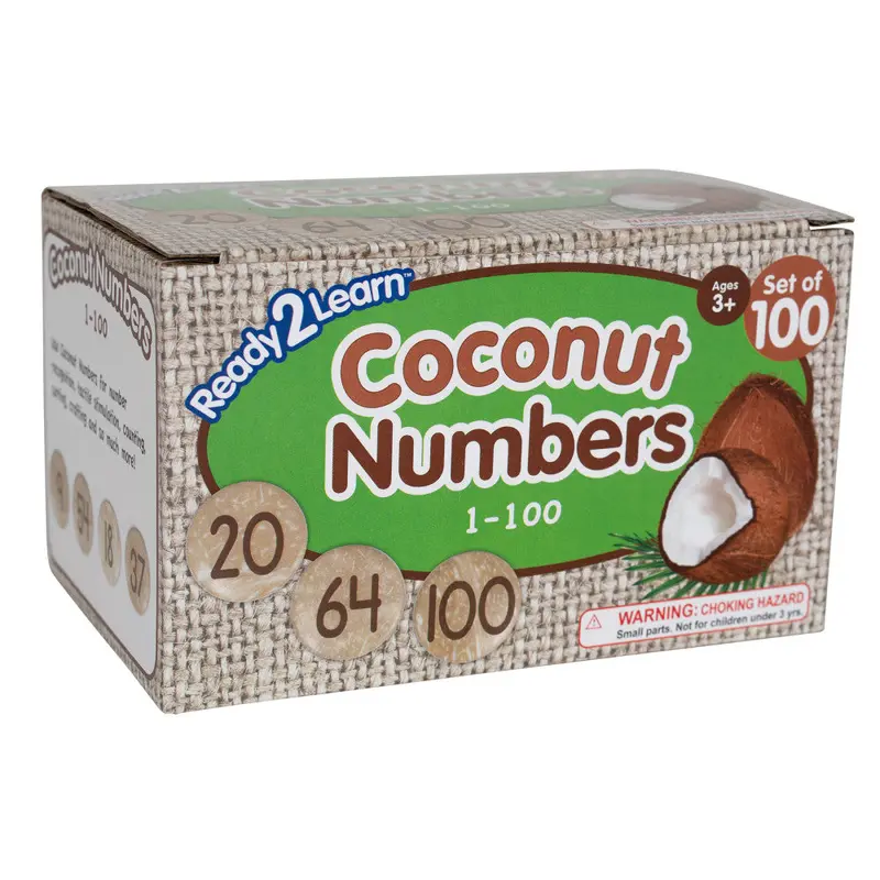 Ready2Learn Coconut Number Tiles – 1–100 Counting Set Made from Natural Shells