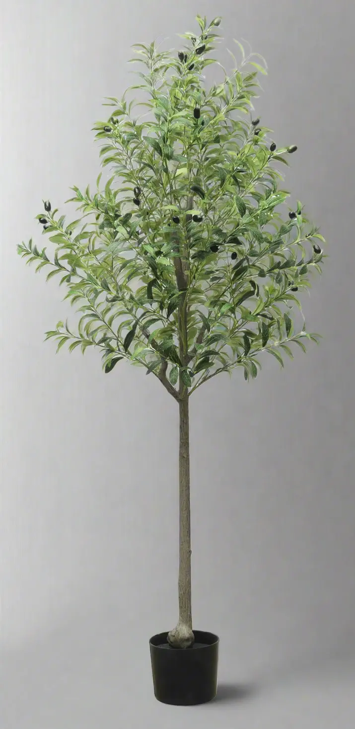 Realistic Artificial Olive Tree & Silk Plants – Low-Maintenance Tropical Indoor Greenery