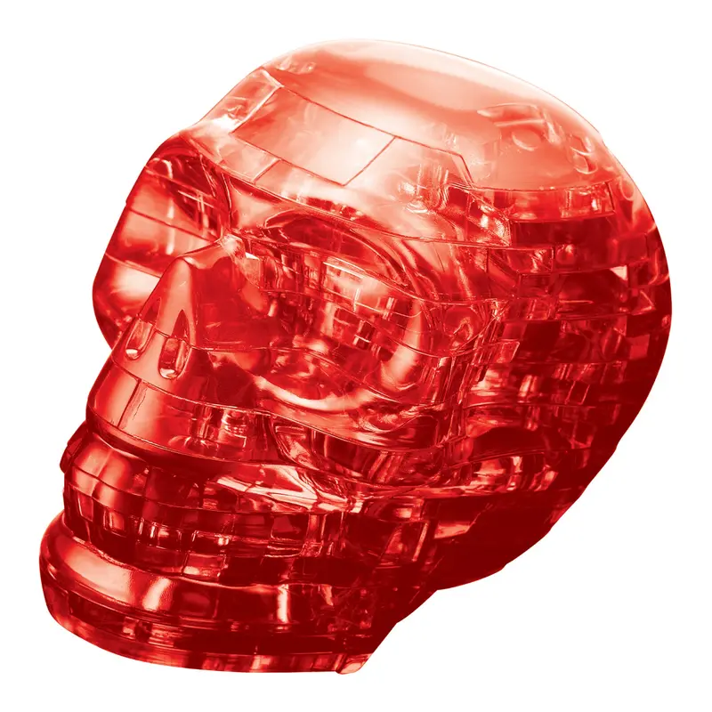 Red 3D Crystal Skull Puzzle – Transparent Interlocking Challenge (43-Piece)