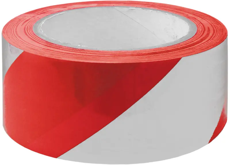Red-and-White Adhesive Hazard Warning Tape – High-Visibility Safety Strip