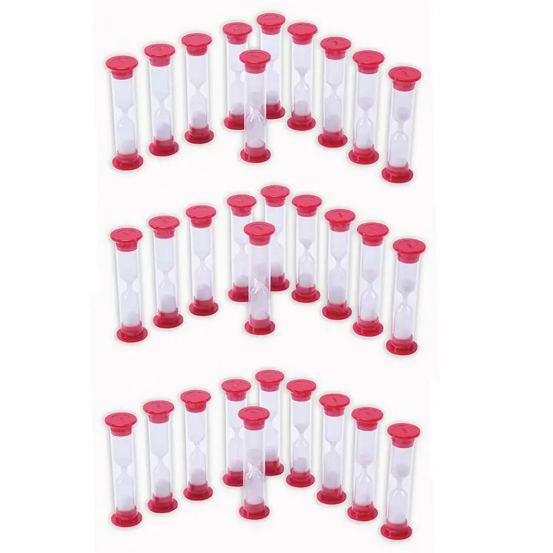Red Sand Timers – One-Minute Visual Countdown Tools (Pack of 30)