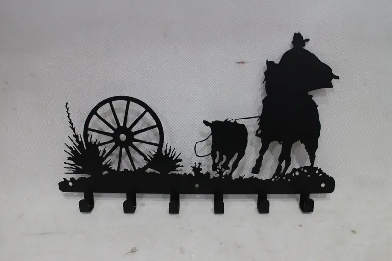 Rustic Western-Style Metal Wall Hook Rack for Coats, Keys, and Accessories – Two Decorative Designs