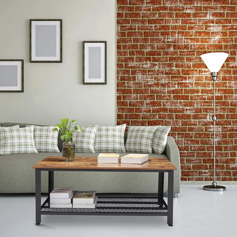 Rustic Wood Coffee Table with Storage – Vintage-Inspired Metal Frame Design