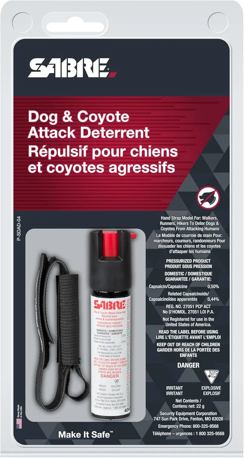 SABRE Protector Dog Attack Deterrent – 22g Pepper Spray with 3.5m Range & Wrist Strap | PSDAD04