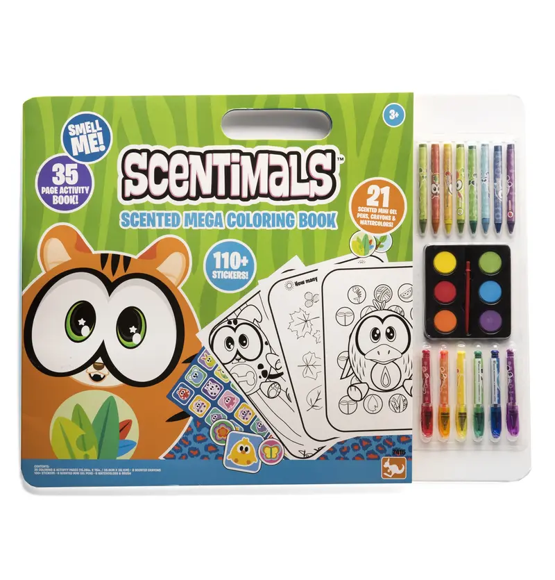 Scentimals Jumbo Coloring Book Set – 35-Page Activity Pack with Scented Supplies