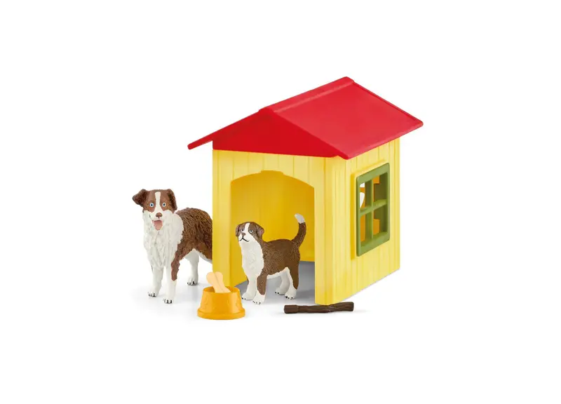 Schleich Farm World Australian Shepherd Dog House – 9-Piece Barnyard Playset