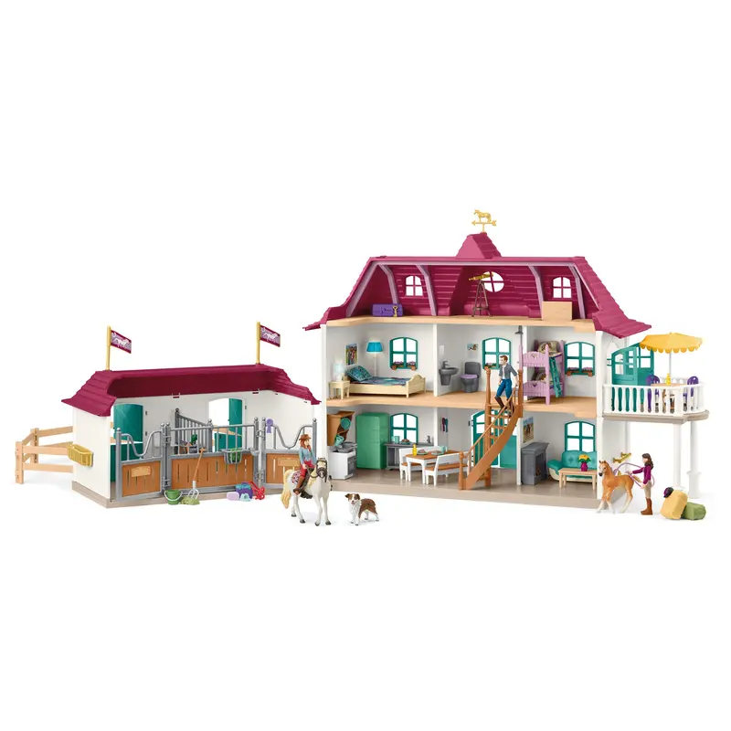 Schleich Horse Club Lakeside Country House & Stable – 192-Piece Dollhouse Playset