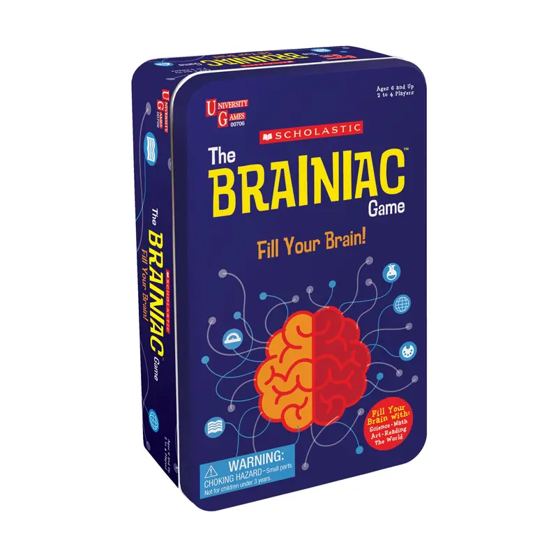 Scholastic Brainiac Trivia Game – Interactive Quiz Tin for Families