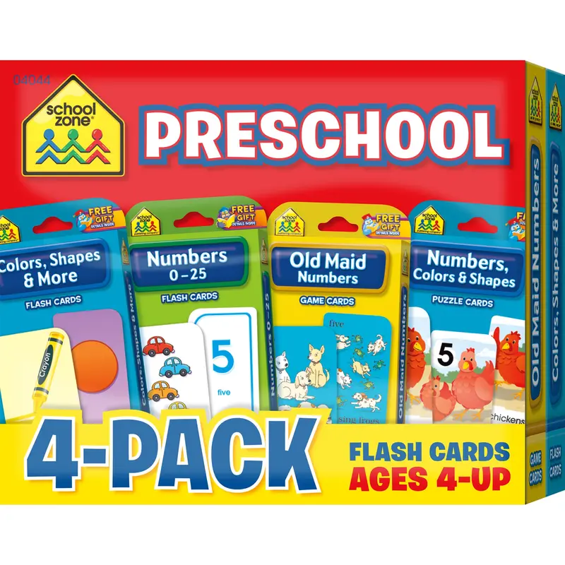 School Zone Preschool Flash Cards: 4-Pack Early Learning Essentials