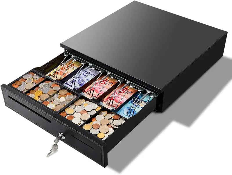 Secure Key-Locked Steel Cash Drawer for POS Systems and Retail Counters