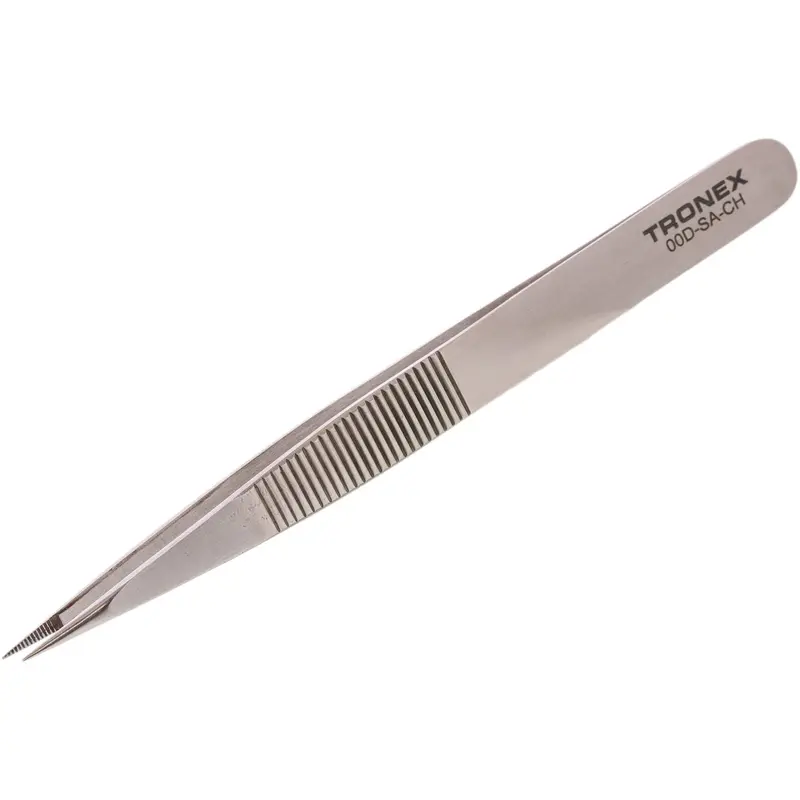 Serrated-Tip Stainless Steel Tweezers with Finger Grip – Tronex 00D SS