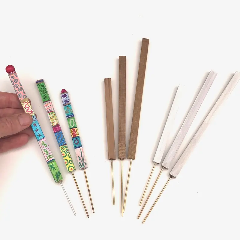 Set of 3 Mini Cedar Garden Art Poles – Starter Kit for Fairy or Mini Gardens