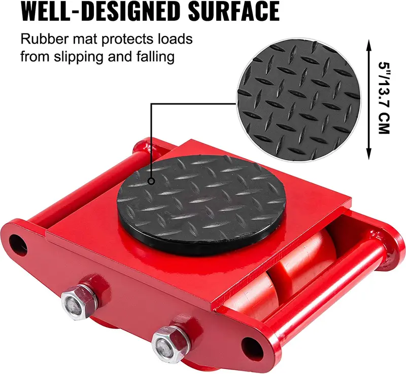 Set of 4 Heavy-Duty 6-Ton Machinery Mover Skates for Equipment Relocation