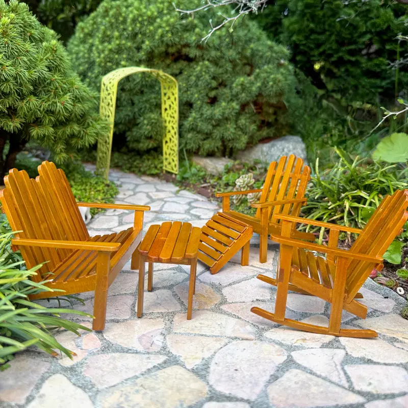 Set of 5 Mini Adirondack Chairs for Garden Patios