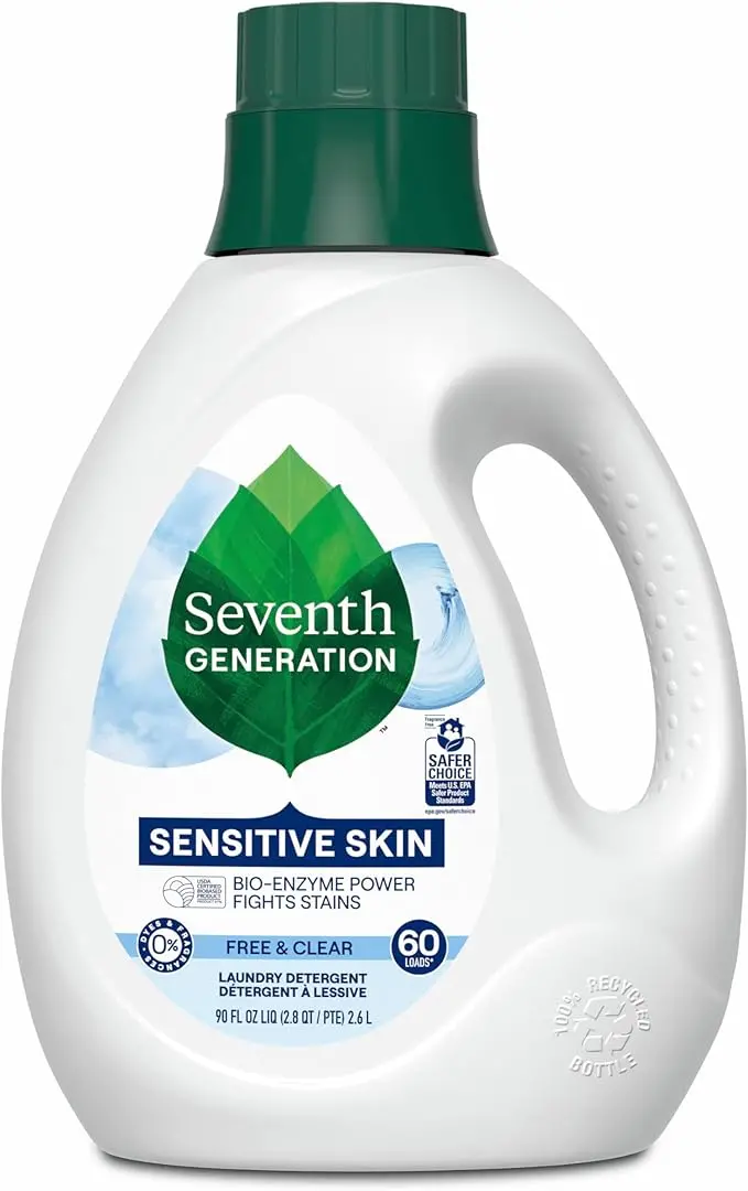 Seventh Generation Free & Clear Liquid Laundry Detergent – Unscented, Plant-Based Formula (1.47L / 31 Loads)