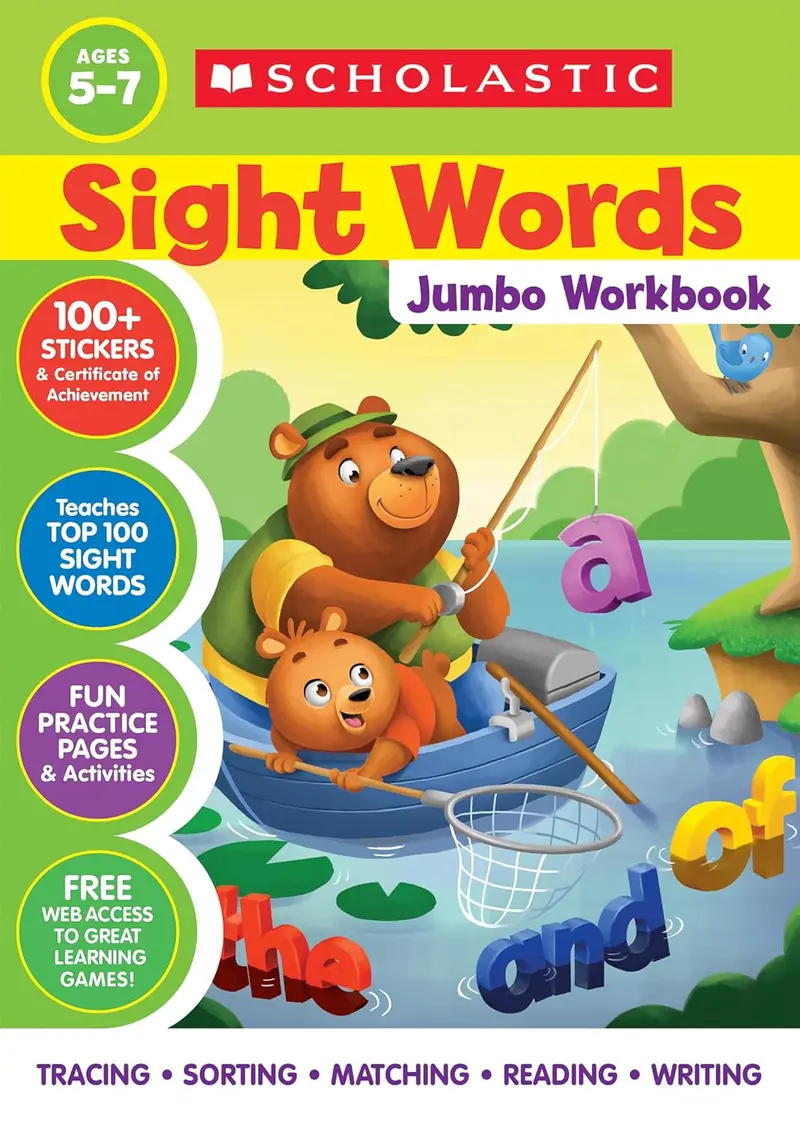 Sight Words Mastery Workbook – Jumbo Practice Book with Reward Stickers