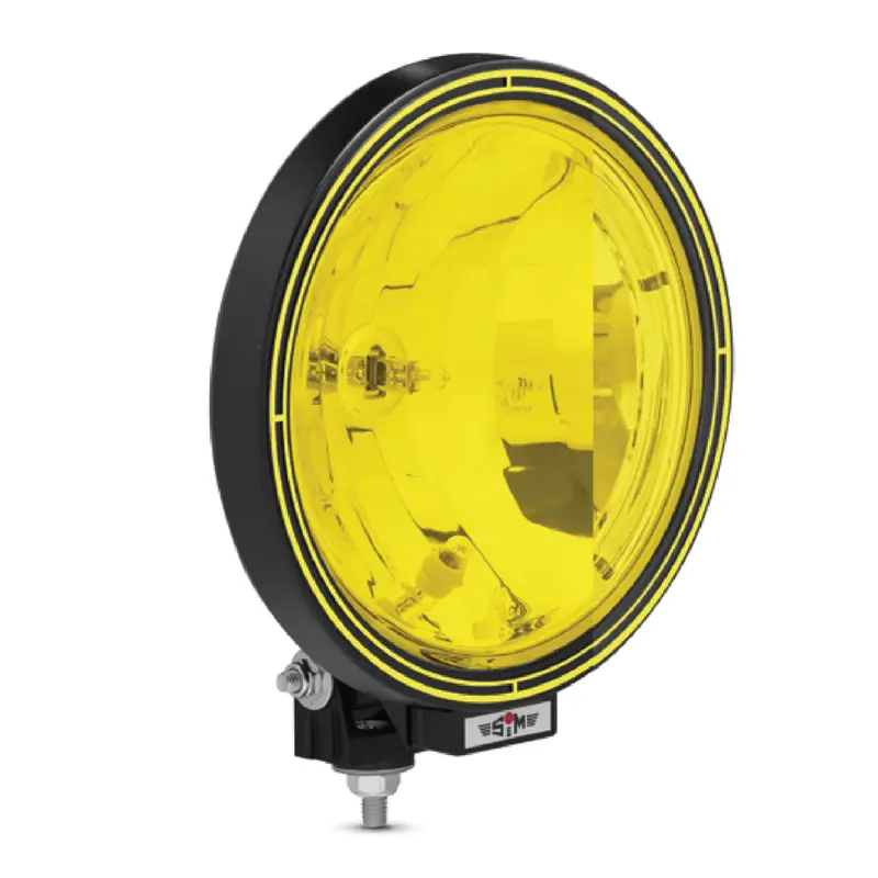 SIM 9-Inch Round Bulb-Based Driving Lamp with Integrated Parking Light – Yellow Finish