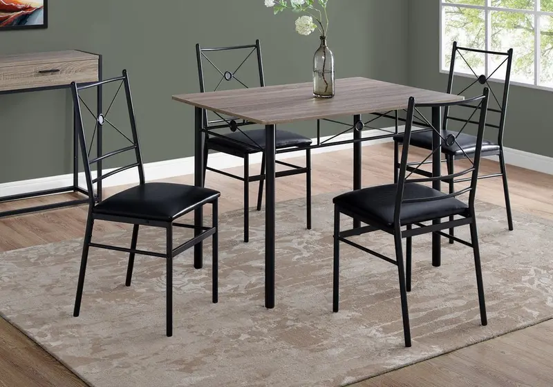 Sleek 5-Piece Black Metal Dining Set – Space-Saving Modern Table and Four Chairs (SKU: K1021C)