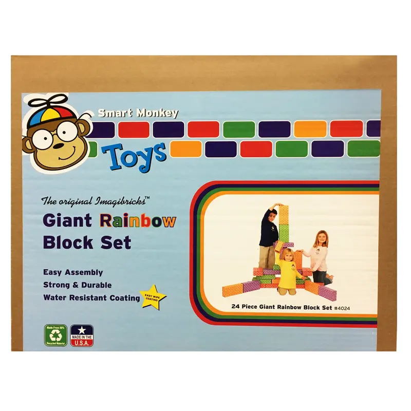 Smart Monkey ImagiBRICKS – 24-Piece Oversized Rainbow Building Block Set