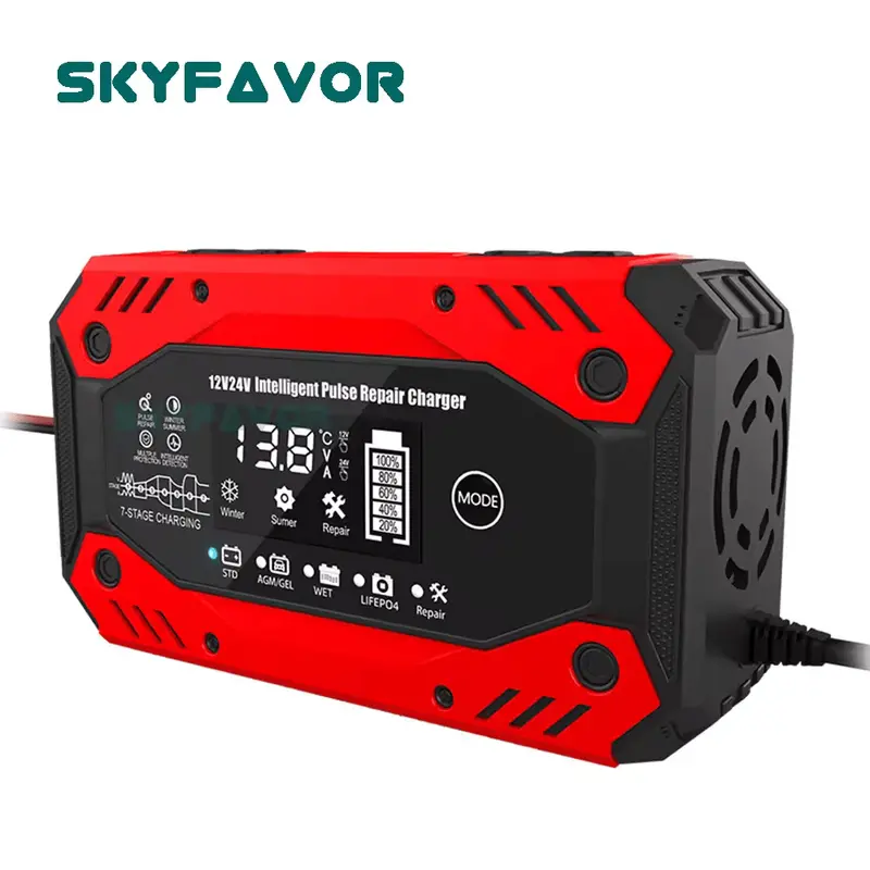 Smart Multi-Voltage Battery Charger – 12V/24V Auto-Detect with 10A/5A/6A Charging & Maintenance Modes