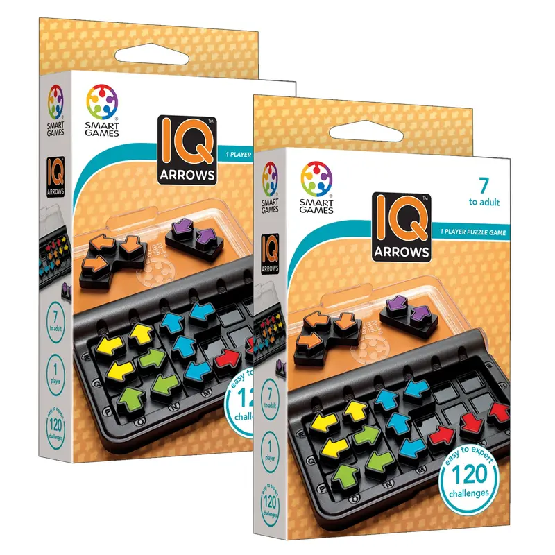 SmartGames IQ Arrows – Compact Travel Puzzle Game (2-Pack)