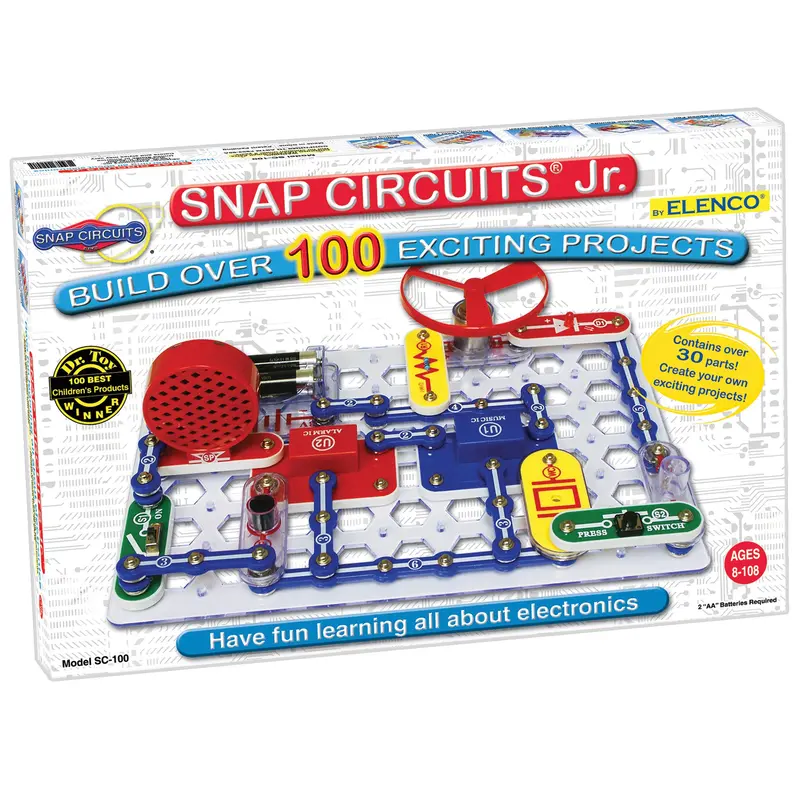 Snap Circuits Jr. STEM Kit by Elenco – 100 Hands-On Electronic Projects for Kids