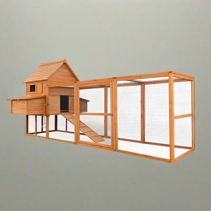 Spacious Wooden Chicken Coop with Run and Nesting Boxes – Durable Backyard Hen House (Model C1054L)