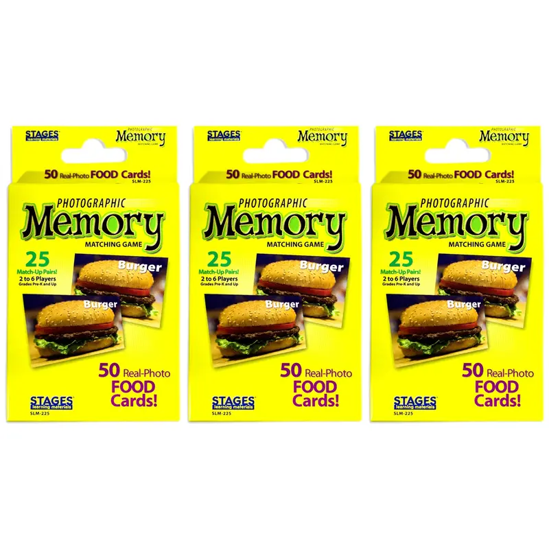 Stages Learning Food Memory Match Game: Photographic Trio Card Set