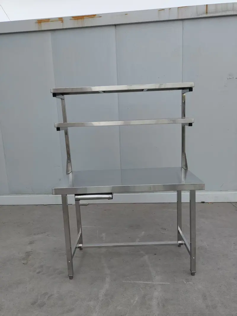 Stainless Steel Commercial Prep Table with Overshelf – Heavy-Duty Kitchen Workstation (Model 1218244)