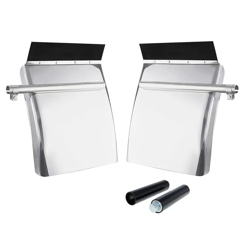 Stainless Steel Quarter Fender Set – 24″ x 27″, Universal Semi-Truck Fit, Polished Finish