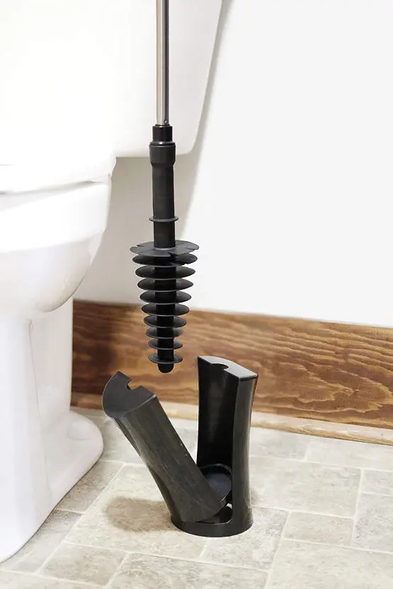 Stainless Steel Toilet Plunger with Wall-Mount Holder – Powerful Clog Removal Tool for Home & Commercial Use | SKU: D0239
