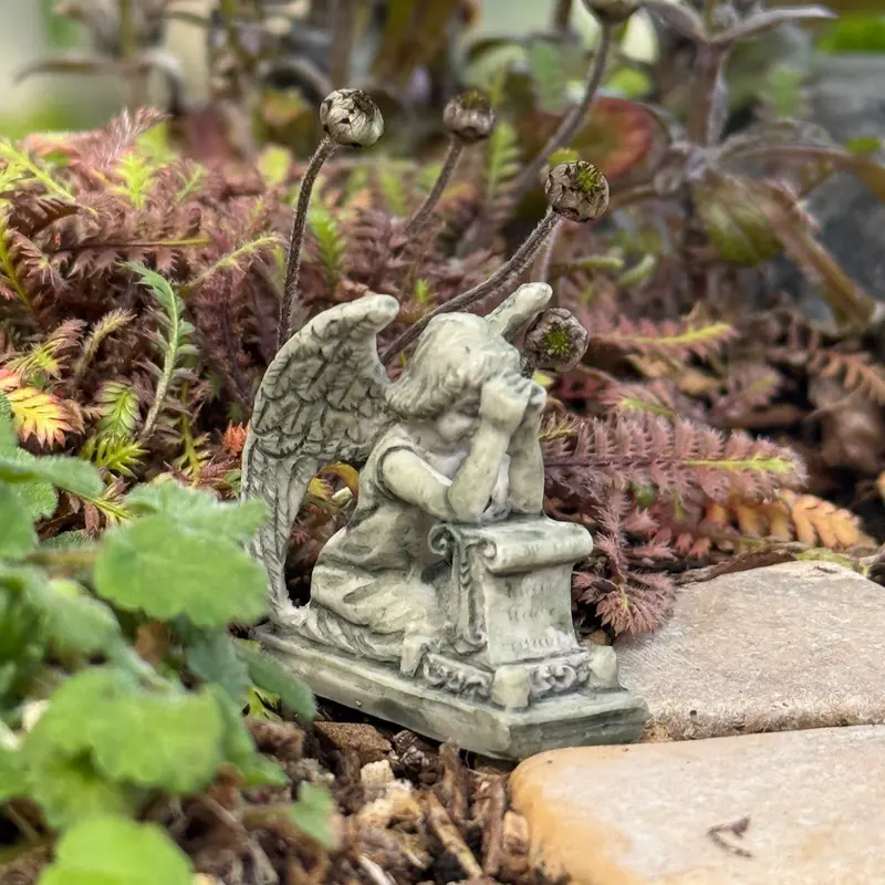 Staked Praying Angel Statue – Cast Faux Stone Garden Ornament