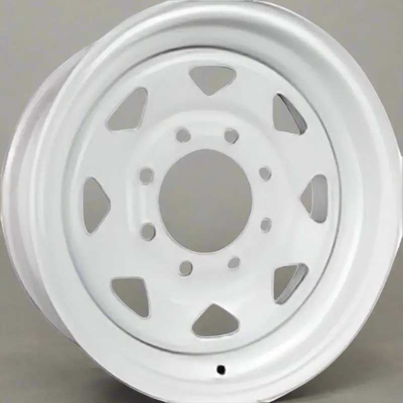 Steel Trailer Rims – 12″, 14″, 15″, and 16″ Sizes with 4-, 5-, 6-, or 8-Lug Options (White & Galvanized)