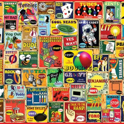 Steve Cameron Retro Slang Collage Jigsaw Puzzle – 1000-Piece Nostalgic Design