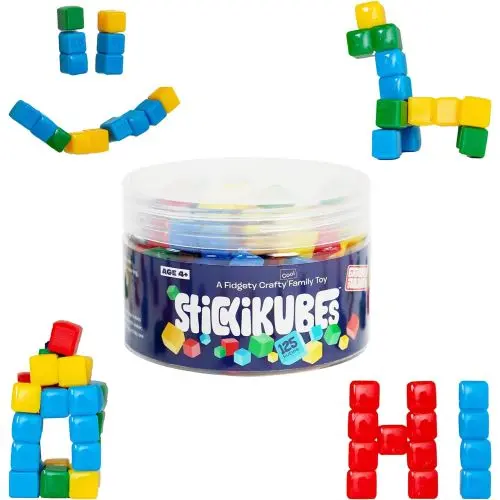 StickiKubes Mini Stacking Cubes – 125-Piece Non-Toxic, Colorful Building Set for Creative Play