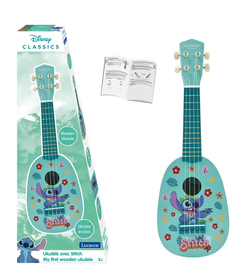 Stitch Wooden Ukulele for Kids – Nylon-String Beginner Instrument with Cute Design