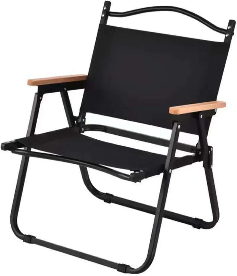 Sturdy Folding Outdoor Sports Chair – Reinforced Frame with Natural Wood Armrests & Portable Design | SKU: K0032