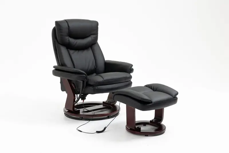 Swivel Massage Recliner Chair with Ottoman – Heated Seating in Black or Brown Finish