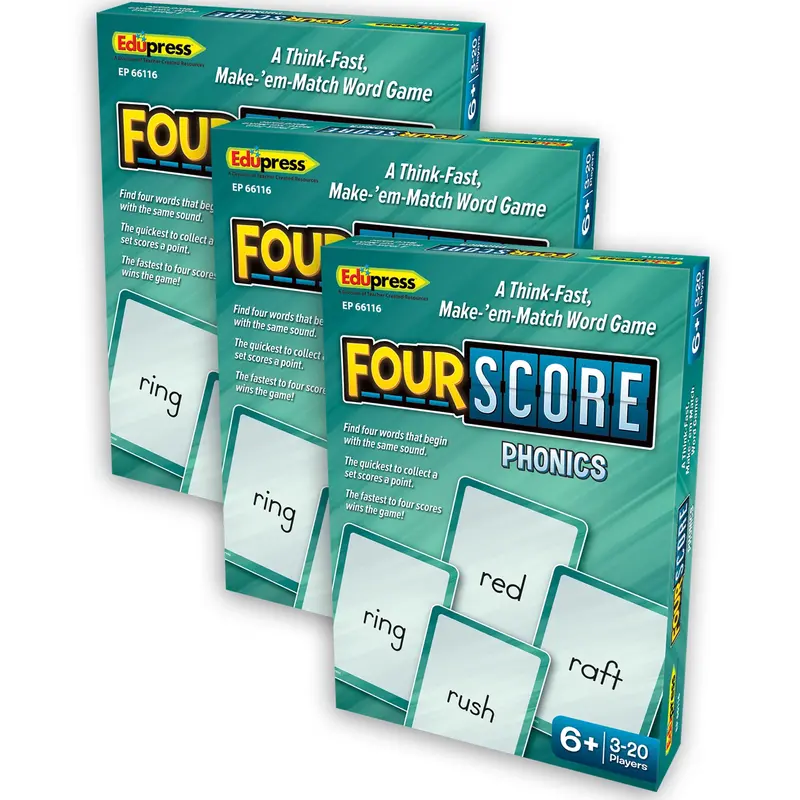 Teacher Created Resources Four Score Phonics Card Game – 3-Pack Set