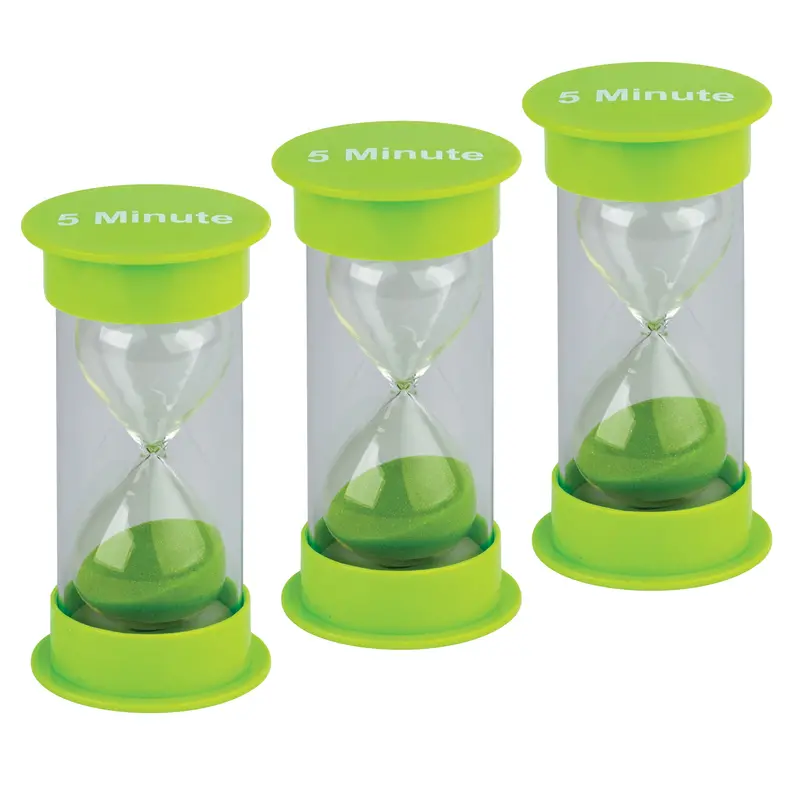 Three-Pack 5-Minute Lime Green Sand Timers for Educational Timing