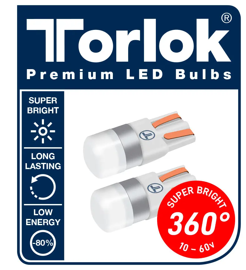 Torlok 360° Super-Bright T10 LED Parking Bulbs (12V/24V)