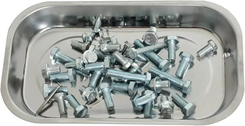 TP01095 Stainless Steel Magnetic Parts Tray – 9.4×5-Inch Heavy-Duty Mechanic’s Tool Organizer